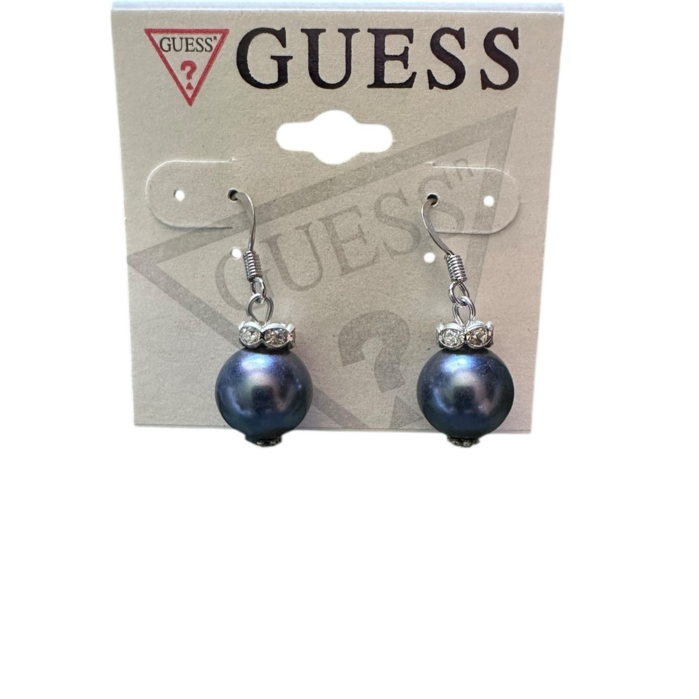 NWT GUESS Silver & Dark Blue Earrings